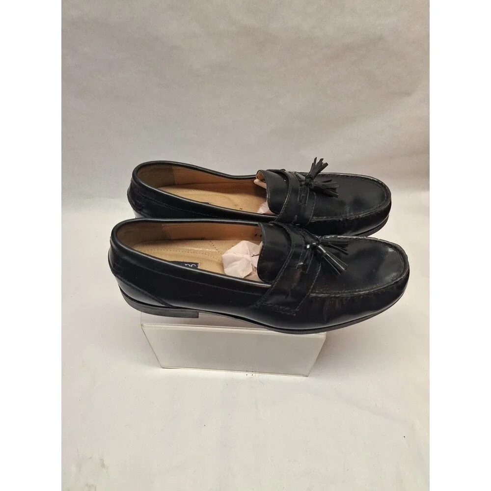 CHAPS Mens Loafer Dress Shoes Black 0968334 Leather Kiltie Tassel Slip On 12M